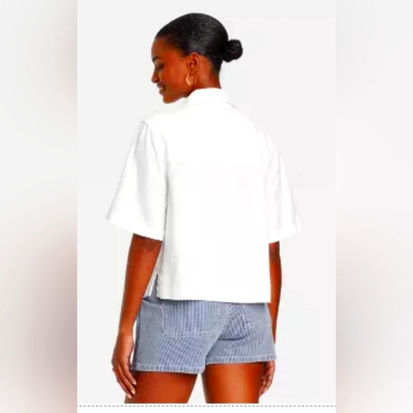 NWOT Universal Thread Button Down Shirt White Cotton Linen XXL - Picture 2 of 5